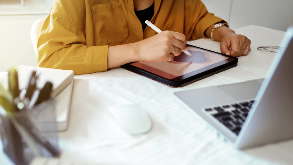 Businesswoman using a laptop